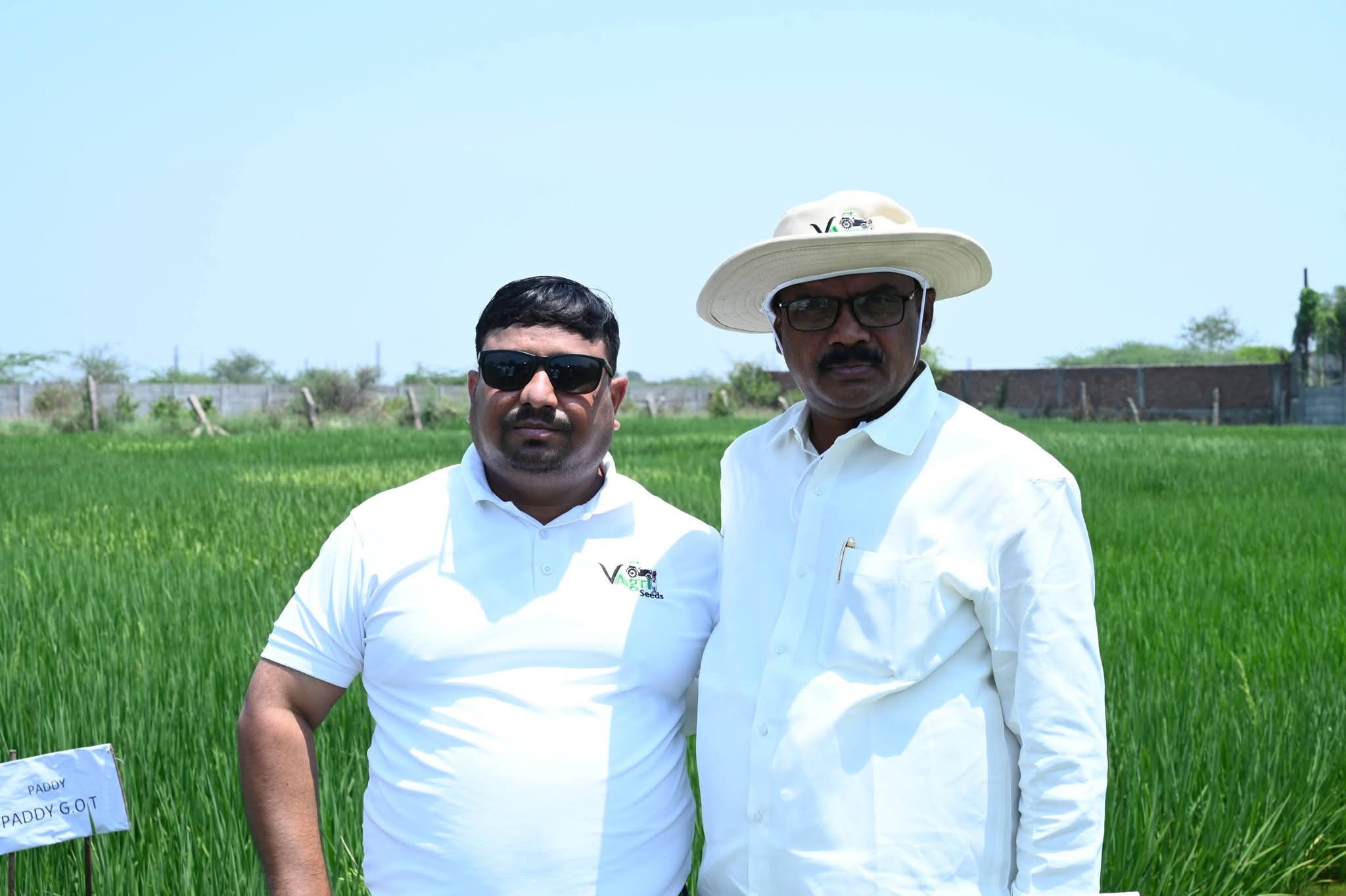 Leadership team at paddy trial field